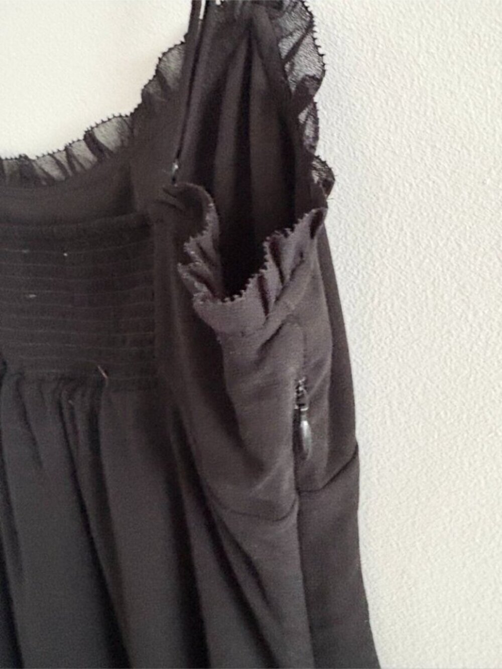 Aritzia Wilfred Sister Dress Chiffon Ruffle Trim Midi Slip Dress Black Size 00 - Picture 5 of 7